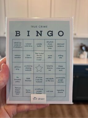 True Crime Bingo Card - Light Blue